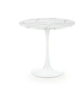 Jedálenské stoly HALMAR Denver okrúhly jedálenský stôl biely mramor / biela