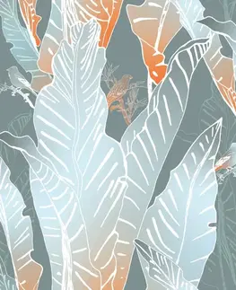 Tapety príroda Tapeta ukryté vtáčiky v exotických listoch
