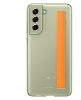 Puzdrá na mobilné telefóny Zadný kryt Clear Strap Cover pre Samsung Galaxy S21 FE 5G, olivová EF-XG990CMEGWW