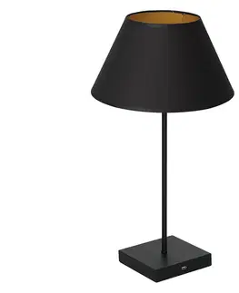 Lampy  Stolná lampa s USB konektorom 1xE27/60W/230V čierna 