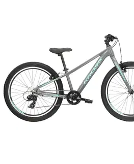 Bicykle Juniorský dievčenský bicykel Kross LEA JR 2.0 24" - model 2022 šedá/tyrkysová - 12" (125-145 cm)
