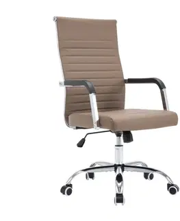 Kancelárske stoličky KONDELA Faran kancelárske kreslo s podrúčkami sivohnedá taupe / chróm