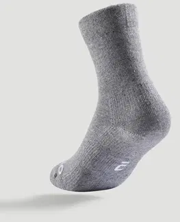 bedminton Detské športové ponožky RS 160 vysoké 3 páry sivo-čierne