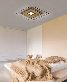 SmartHome stropné svietidlá Q-Smart-Home Paul Neuhaus Q-AMIRA stropné LED drevený dekór