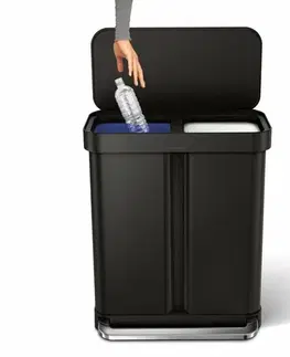 Odpadkové koše Simplehuman Obdĺžnikový pedálový kôš s vreckom na vrecká 34 + 24 l, čierna