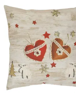 Obliečky Boma Trading Vianočná obliečka na vankúšik Xmas hearts, 40 x 40 cm