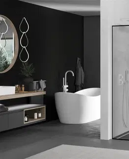 Sprchové dvere MEXEN/S - Kioto Sprchová zástena WALK-IN 110 x 30 cm, čierny vzor, biela 800-110-212-20-70-030
