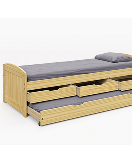 Postele KONDELA Marinella New jednolôžková posteľ s prístelkou prírodná