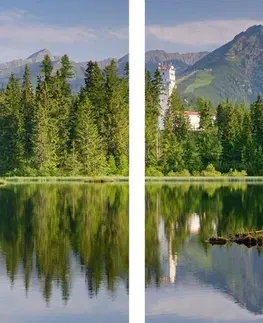 Obrazy prírody a krajiny 5-dielny obraz nádherná panoráma hôr pri jazere