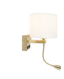 Nastenne lampy Nástenná lampa v štýle art deco zlatá s bielym tienidlom - Brescia