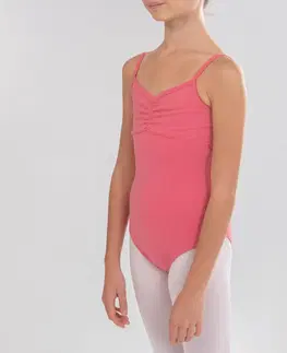 balet Dievčenský baletný trikot na ramienka ružový