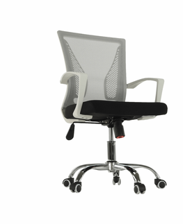 Kancelárske stoličky KONDELA Izolda kancelárske kreslo s podrúčkami sivá / čierna / biela / chróm
