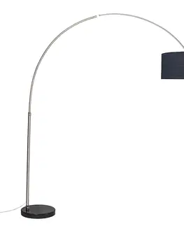 Oblúkové lampy Oblúková lampa oceľová látková tienidlo čierna 50 cm - XXL