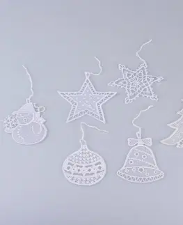 Vianočné dekorácie Súprava háčkovaných závesných ozdôb 6 ks, biela