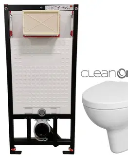 Záchody DEANTE Podstavný rám, pre závesné WC misy bez tlačidla + WC CERSANIT CLEANON PARVA + SEDADLO CST_WC01 X PA1