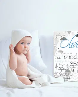 Tabuľky s venovaním (darčeky) Darčeky - Tabuľka pre bábätko s údajmi narodenia