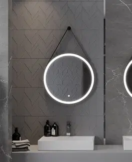 Kúpeľňa MEXEN - Reni zrkadlo s osvetlením, 60 cm, LED 6000K, čierny rám 9812-060-060-611-70