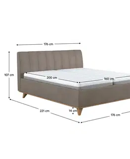 Postele Manželská posteľ, sivohnedá Taupe, 160x200, LASKANA