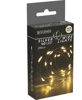 Vianočné dekorácie Svetelný drôt Silver lights 40 LED, teplá biela, 195 cm