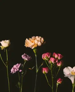 Samolepiace tapety Samolepiaca fototapeta elegantné kvety na tmavom pozadí