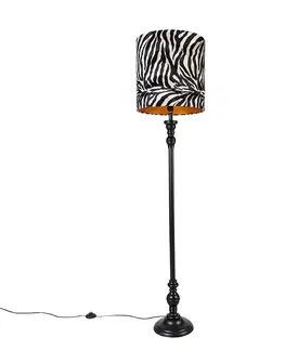 Stojace lampy Stojacia lampa čierna s tienidlom zebrový design 40 cm - Classico