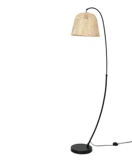 Lamps Oblúková lampa s bambusovým tienidlom