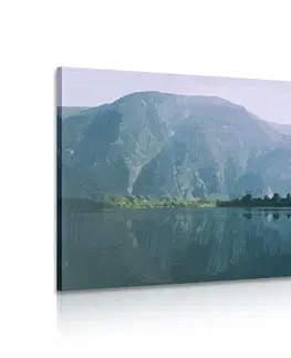 Obrazy prírody a krajiny Obraz maľované hory pri jazere