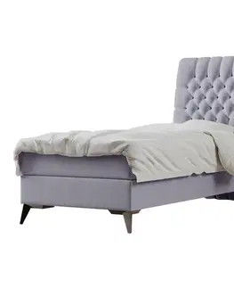 Postele Boxspringová posteľ, jednolôžko, sivá, 90x200, pravá, BARY