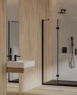 Sprchovacie kúty OMNIRES - MANHATTAN obdĺžnikový sprchovací kút s krídlovými dverami, 80 x 100 cm čierna mat / transparent /BLMTR/ MH8010BLTR