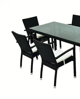 Stolčeky DEOKORK Záhradný ratanový stôl NAPOLI 160x80 cm (čierna)
