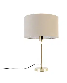 Stolove lampy Stolná lampa zlatá nastaviteľná s tienidlom svetlohnedá 35 cm - Parte