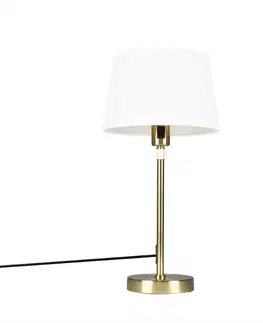 Stolove lampy Stolová lampa zlatá / mosadz s tienidlom biela nastaviteľná 25 cm - Parte