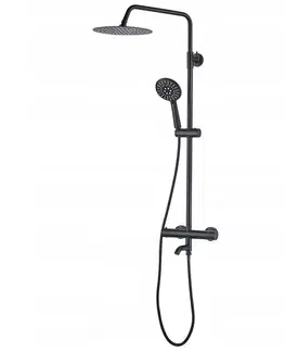 Sprchové sety - povrchová montáž Termostatický stĺpik Lungo čierna Rea P4113