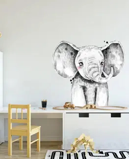 Nálepky na stenu Nálepka - Veľký slon v čiernobielej