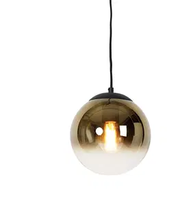 Zavesne lampy Inteligentné závesné svietidlo čierne so zlatým sklom 20 cm vrátane WiFi A60 - Pallon