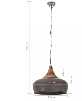 Osvetlenie Závesná lampa sivá / mangovníkové drevo Dekorhome 26 cm