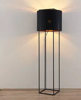 Stojacie lampy Lindby Lindby Kesta textilná stojaca lampa, rám 4 tyče