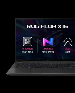 Notebooky ASUS ROG Flow X16, i9-13900H, 16 GB DDR5, 1 TB SSD, RTX4060, 16" QHD Plus 16:10, Win11H, čierny GV601VV-NEBULA014W