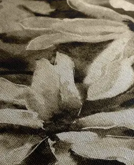 Čiernobiele obrazy Obraz rozkvitnutý akvarelový strom v sépiovom prevedení