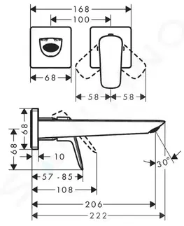Kúpeľňové batérie HANSGROHE - Logis Umývadlová batéria Fine pod omietku, 2-otvorová inštalácia, EcoSmart, chróm 71256000