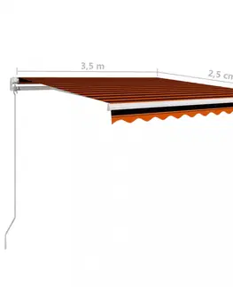Záhradné markízy Ručne zaťahovacia markíza 350x250 cm Dekorhome Hnedá / oranžová