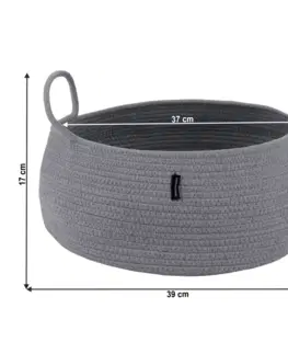 Úložné boxy TEMPO-KONDELA KORALO, pletený kôš, sivá, 39x17 cm