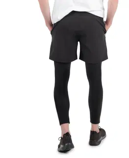 Pánske klasické nohavice Pánske legíny 2v1 inSPORTline Closefit štandardná - čierna - L