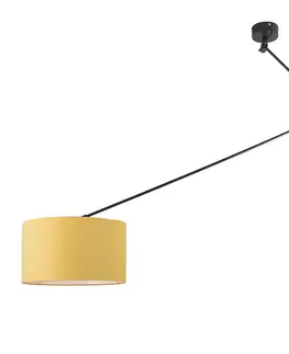 Zavesne lampy Závesná lampa čierna s tienidlom 35 cm žltá nastaviteľná - Blitz I.
