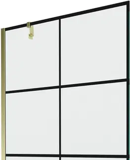 Sprchové dvere MEXEN/S - Next vaňová zástena FIX 100x150 cm, čierny dekor, zlato 895-100-000-00-77-50