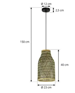 Závesné svietidlá Lindby Lindby Matvi závesné svietidlo Ø 40 cm z bambusu