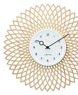 Hodiny LAVVU Drevené dizajnové hodiny s plynulým chodom CHIC, pr. 38 cm