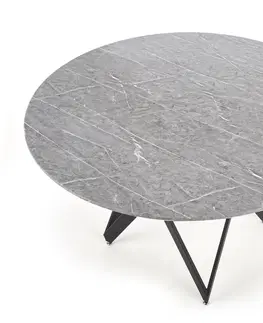 Jedálenské stoly HALMAR Gustimo okrúhly jedálenský stôl sivý mramor / čierna