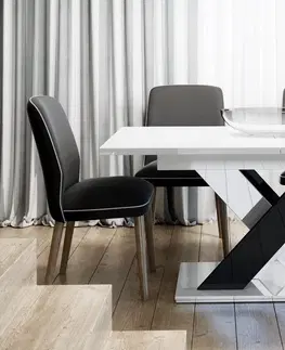 Jedálenské stoly BRILO jedálenský stôl, biely lesk / čierny lesk