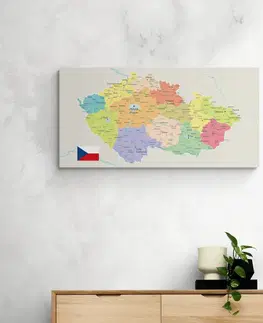 Obrazy na korku Obraz na korku štýlová mapa Česka s vlajkou